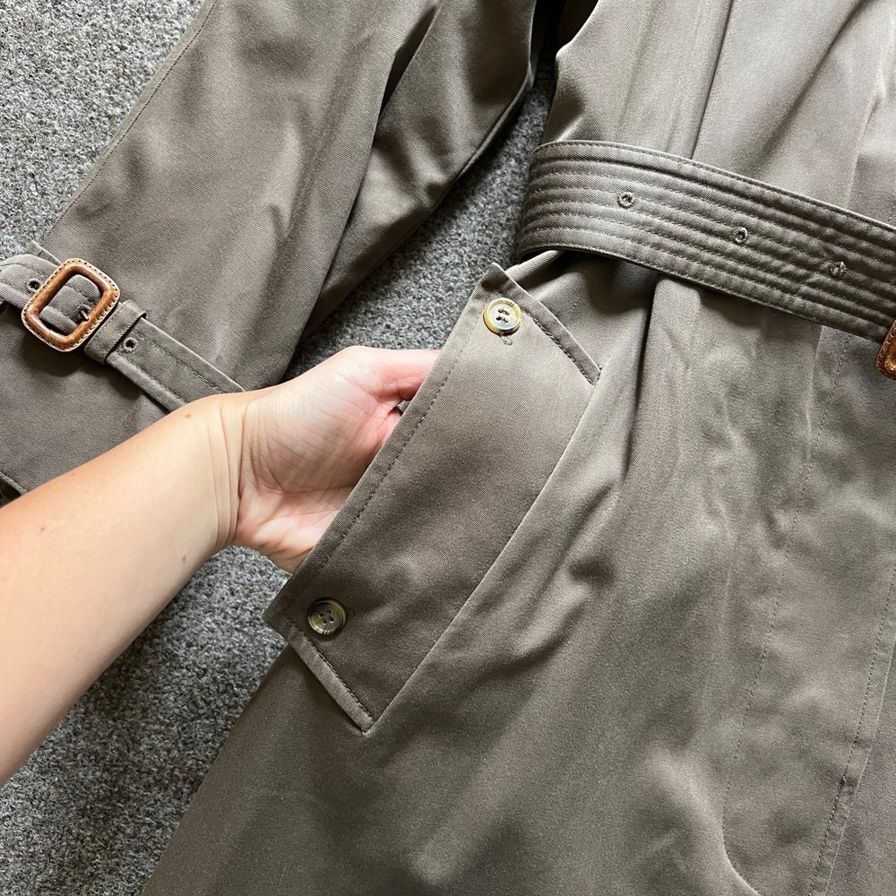 Vintage Evan Picone Taupe Trench Coat Belted Removable Lining Women’s Size Small - Picture 4 of 16